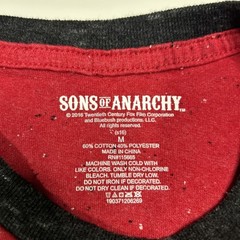 Sons Of Anarchy T Shirt Men’s Medium Red Black Skull Long Sleeve Cotton Graphic