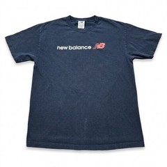 New Balance Large Vintage Spell Out T-Shirt Navy Blue Logo Cotton Mexico VTG