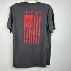 Under Armour T Shirt Mens L Freedom Flag Cotton Loose Fit Graphic Gray Read