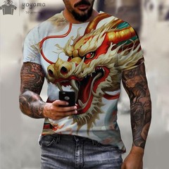 Men’s Dragon T-shirt Fashion 3d Printed Animal Pattern Short Sleeved Tops
