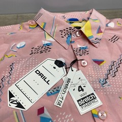 NWT 90s Inspired Button Up Drill Clothing Co Unisex T Shirt Pink 90% Polyester M