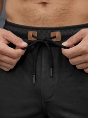 JMIERR Mens 5 Inch Shorts Summer Casual Waffle Stretch Waist Large, 01 Black