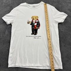 Polo Ralph Lauren T Shirt Mens Small Polo Bear Hot Cocoa Preppy White Tee FLAW