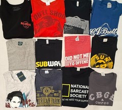 Lot Of 12 T-Shirts Sizes L XL Y2K Modern Humor Hard Rock Ralphie Music Etc