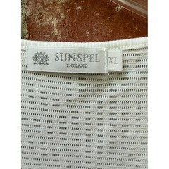 Sunspel England Mens XL White Cotton Cellular Mesh Deep V-Neck T-Shirt Knit Top