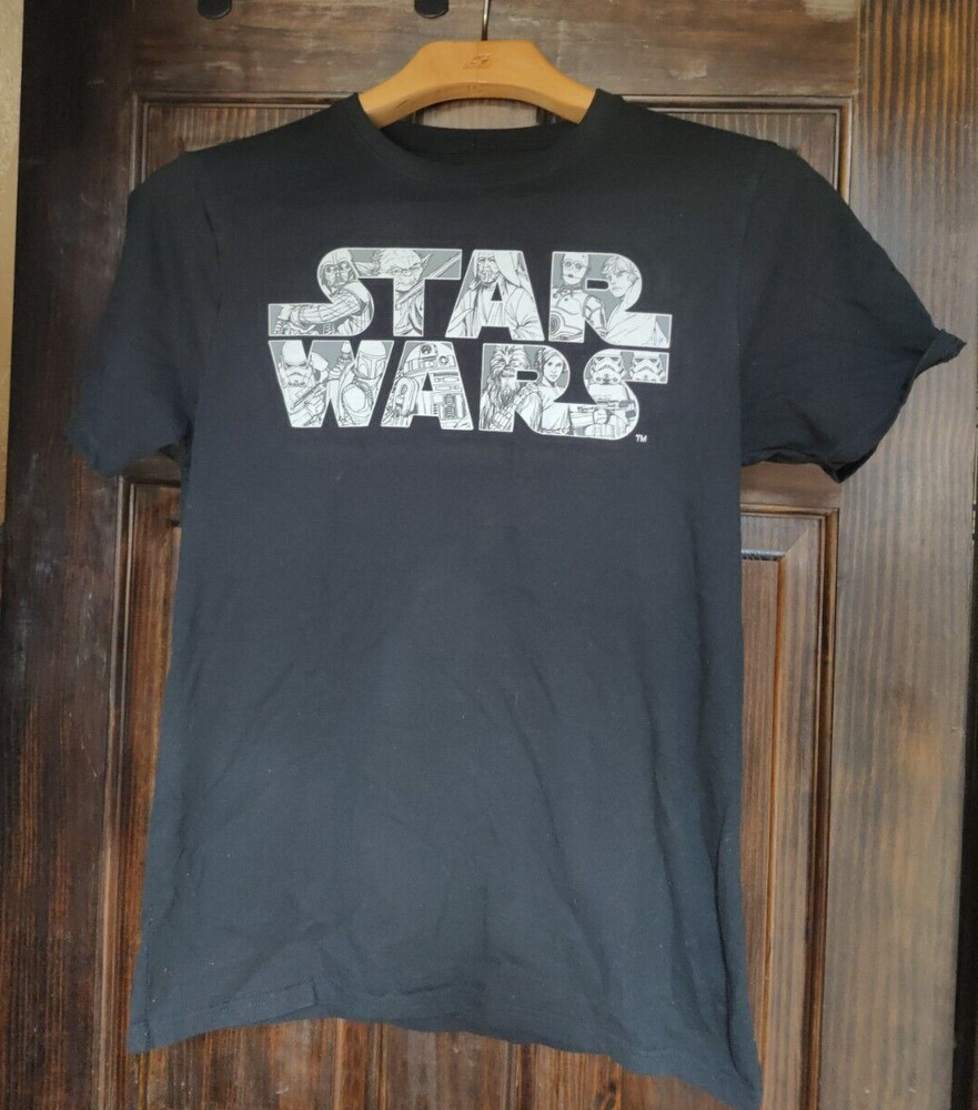 Star Wars Black T-shirt Size Medium C-Life Group Ltd Chewie, Luke, Darth Vador