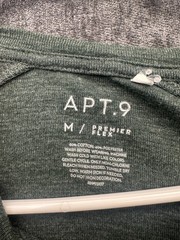 Apt 9 Premier Flex Henley Shirt Mens Medium Olive Green Cotton Knit Perfect Fit