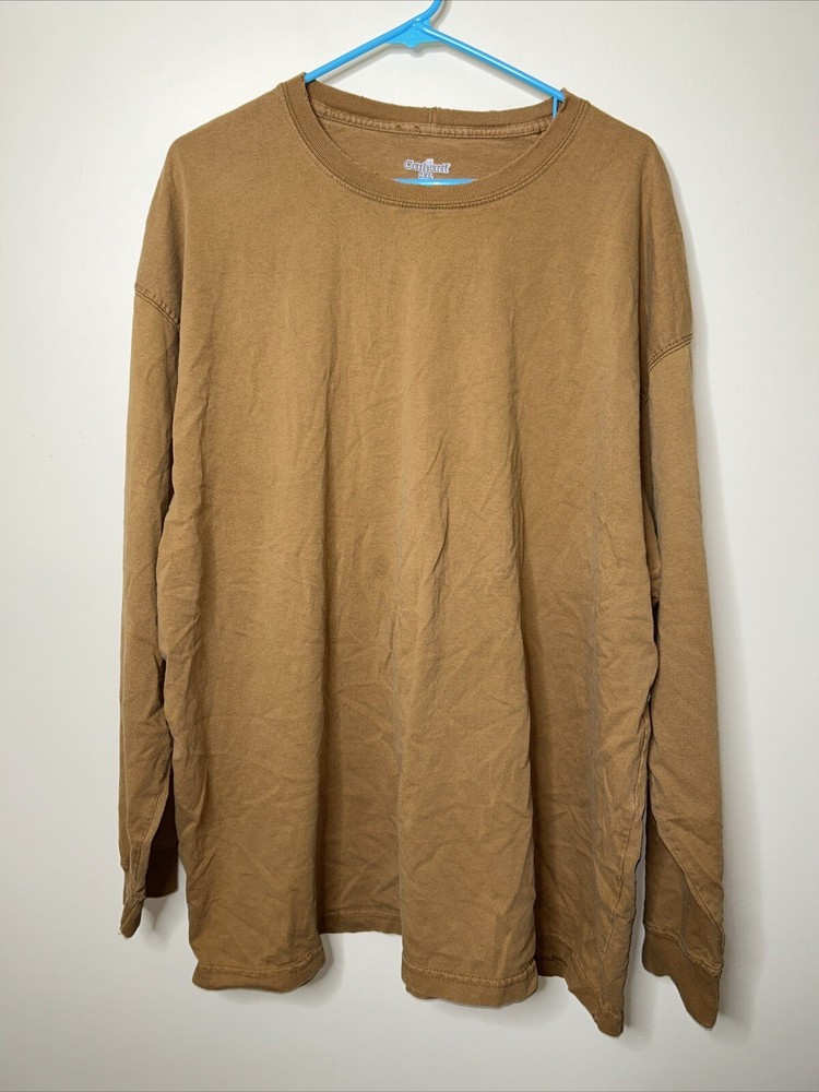 Carhartt Shirt Mens XXL Brown Cotton Spell Out Arm Graphic Work Wear Classic