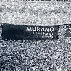 Murano Liquid Luxury Mens Slim Fit Gray V-neck Johnny Collar Shirt XL Business