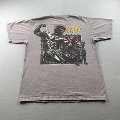 Vintage Filipino Strength T-Shirt Mens Medium Beige Pinoy Spirit Dog Warrior 90s