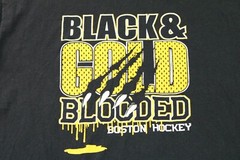 Boston Hockey Black & Gold Blooded T-Shirt Adult XL Black Short Sleeve Gildan