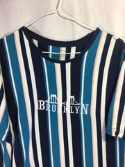 Brooklyn Blue Striped XL Cotton Embroidered T Shirt T13