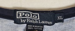 Vintage Polo Ralph Lauren Marled Powder Blue Ringer Collar Ribbed TShirt Mens XL