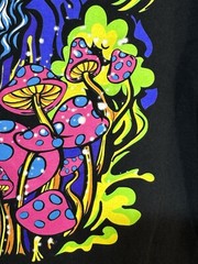 ALAB Black Neon Magic Mushroom T-shirt Men’s Medium Psychedelic Wizard New