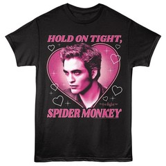 Twilight Movie Saga T-Shirt EDWARD HOLD ON TIGHT, SPIDER MONKEY New Black Cotton