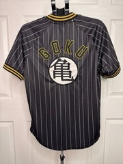 Dragon Ball Z Goku BoxLunch Jersey Men’s Large Black Pinstripe Anime DBZ