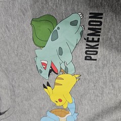 Pokémon T-Shirt Adults L Gray Graphic Pikachu Charmander Print See Measurements