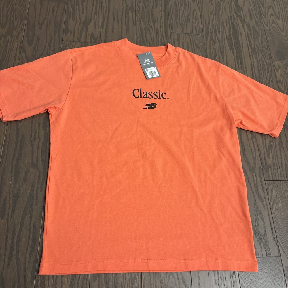 NWT New Balance Timeless Salmon Red Tee T-Shirt $45 Cotton Medium M NEW