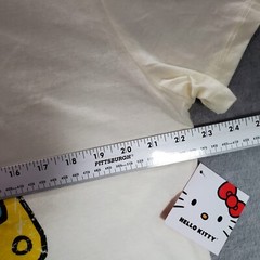 Hello Kitty Men Shirt XL Cream Logo Mix It Up Tape Graphic Short Sleeve Tee NWT