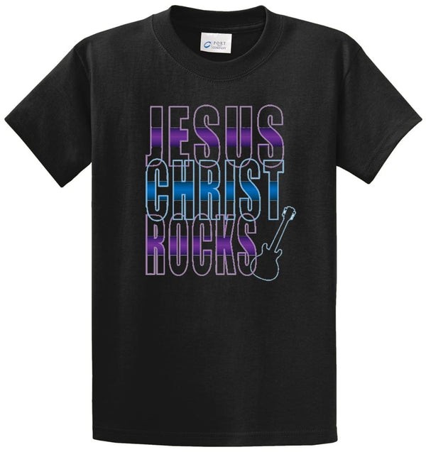 Jesus Christ Rocks Cotton Printed Tee Shirt Regular and Big and Tall Sizes