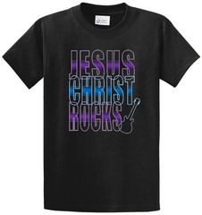 Jesus Christ Rocks Cotton Printed Tee Shirt Regular and Big and Tall Sizes