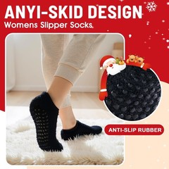 4 Pairs Slipper Socks for Women, Grippers Non Slip Fuzzy Socks with Grip Hosp…