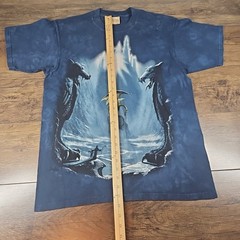 Vintage The Mountain T Shirt Men’s Medium Blue Dragon Wizard Leather Tag