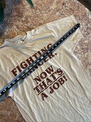 Vintage Hanes Fighting Cancer Now That’s A Job! T-Shirt Cream Med Single Stitch