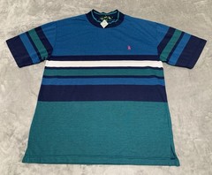 Vintage Shirt Mens Medium Striped Blue Green Knights of Round Table Tee 90’s