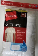 HANES 6 Pack Tagless T-Shirt Men’s Soft And Breathable Crewneck Medium