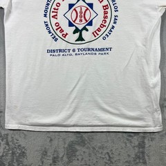 1998 Palo Alto Babe Ruth Baseball T-Shirt Mens XL White Baylands San Mateo Youth