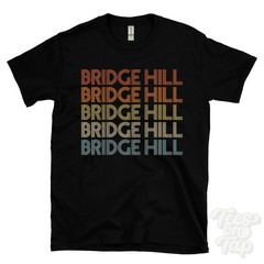 BRIDGE HILL REPEATED RETRO STYLE T-SHIRT mens & womens uk place name gift