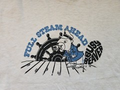 Vintage Full Steam Ahead Busy Beaver Nautical Sailor 1980s Hanes Cotton Tshirt