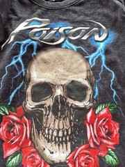 Poison Rock & Roll Heavy Metal Band Skull T-Shirt, 100% Cotton Size Small