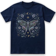 Galaxy Moth T-Shirt Celestial Moon Phase Floral Witchy Mystical Nature Gift