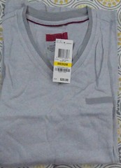 NWT John Ashford Men’s Slim Fit Ken Dot V Neck T Shirt Silver Combo Size Medium