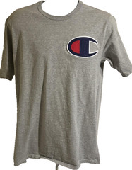 Champion Shirt Mens Large Gray Big C Patch Logo Athletic Tee Classic Casual