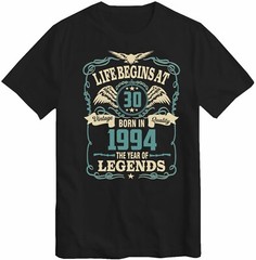 Men’s 30th Birthday T-Shirt Life Begins At 30 Born In 1994 Birthday Tee Top Gift