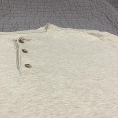 Fresh Clean Tees Shirt Men 2XL Tan Henley Short Sleeve Soft Tagless Button Tee