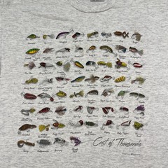 Vintage 90s Cast Of Thousands Fish Bait Fishing Shirt XL 23×29 Heather Gray