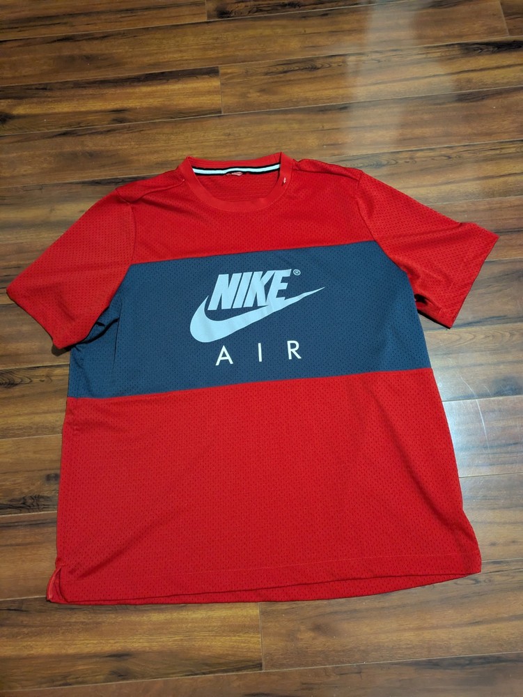 Vintage Nike Air Mesh Colorblock Jersey T Shirt Red Blue Mens XL