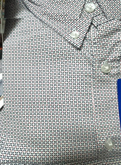 Jachs Mens Button Down Short Sleeve Dress Casual Shirt (White Micro, Medium) NWT