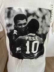New Licensed Pele Soccer with Muhammad Ali T-Shirt Adult Medium White Unworn