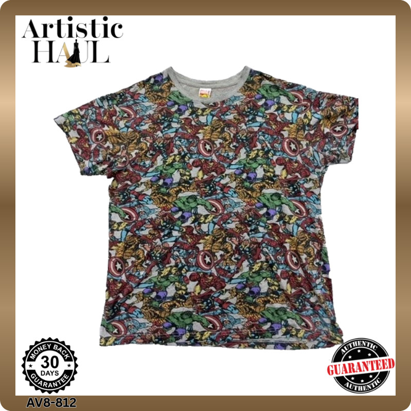 Marvel Comics Multicolor All-Over Superhero T-Shirt Size M Men’s Lot