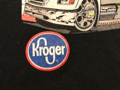 VTG. Food 4 Less Ralphs Kroger Logistics Pocket Employee Work Uniform T-Shirt XL