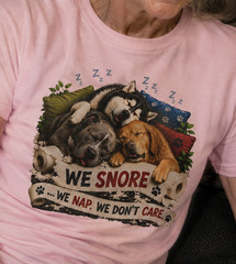 Funny Dog Lover Shirt We Snore We Nap We Don’t Care Dog Owner Gift Tee – L Pink