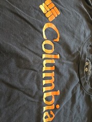 columbia t shirt men xl. Navy Blue, Big Logo At Front.