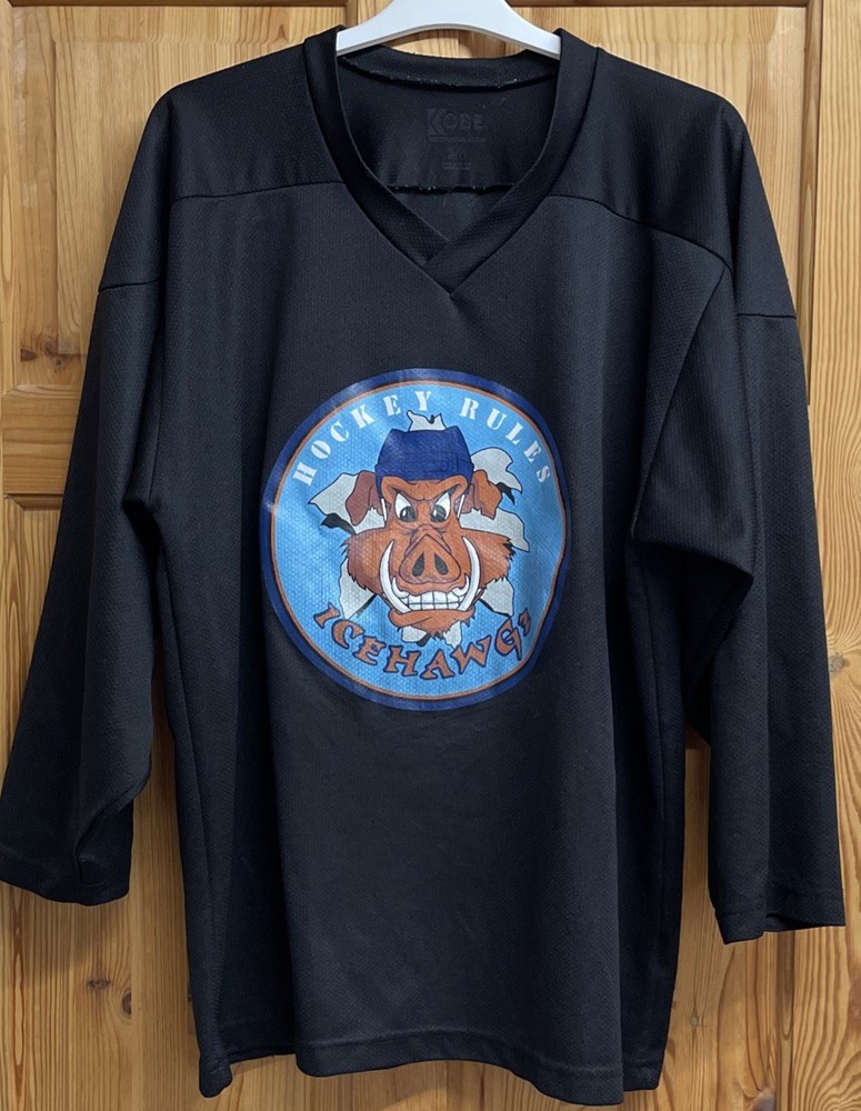 Vintage 90s Icehawgz Ice Hockey Jersey Black V-Neck Mesh Size US Small UK Large