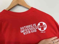 Red Letter 9 – Faith Luke 1:37 Unisex Red Large Christian T-Shirt