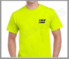 HI-VISIBILITY T-SHIRT SAFETY YELLOW DESIGN/LOGO FRONT&BACK BLACK DESIGN